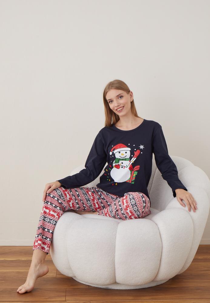 Pijama Dama Craciun ,maneca lunga ,pantaloni lungi,Engros